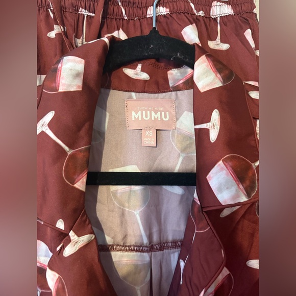 SHOW ME YOUR MUMU RED WINE SILKY CLASSIC PJ SET NWOT XS - Picture 4 of 4